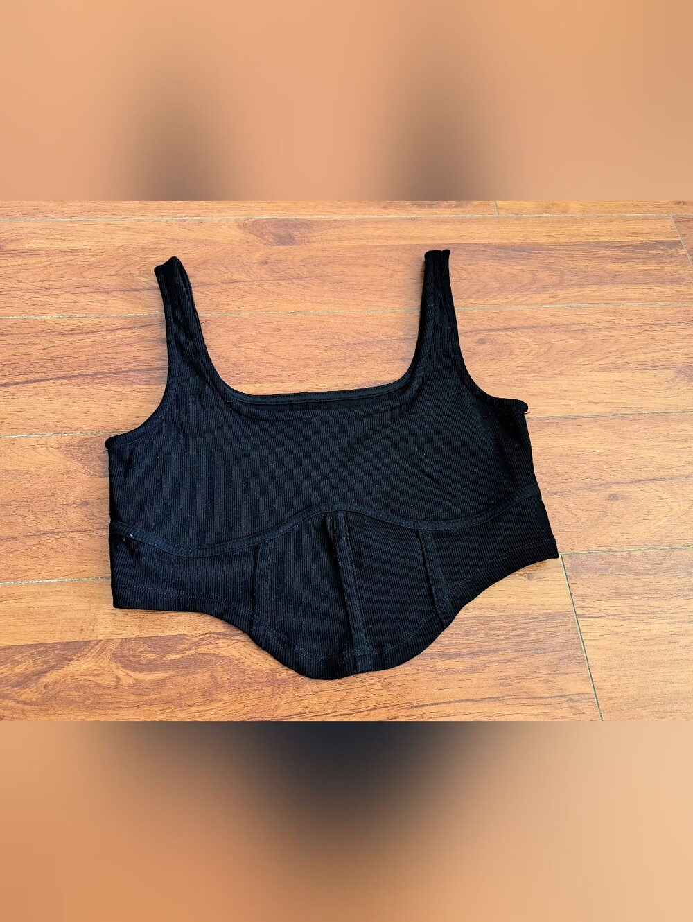 Clearance! Black Ribbed Scoop-Neck Crop Tank Top and Black Sports Dress